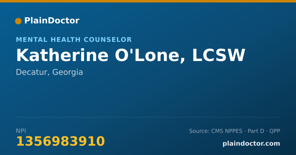 Shareable card for Katherine O'Lone, LCSW - Mental Health Counselor, Decatur, GA