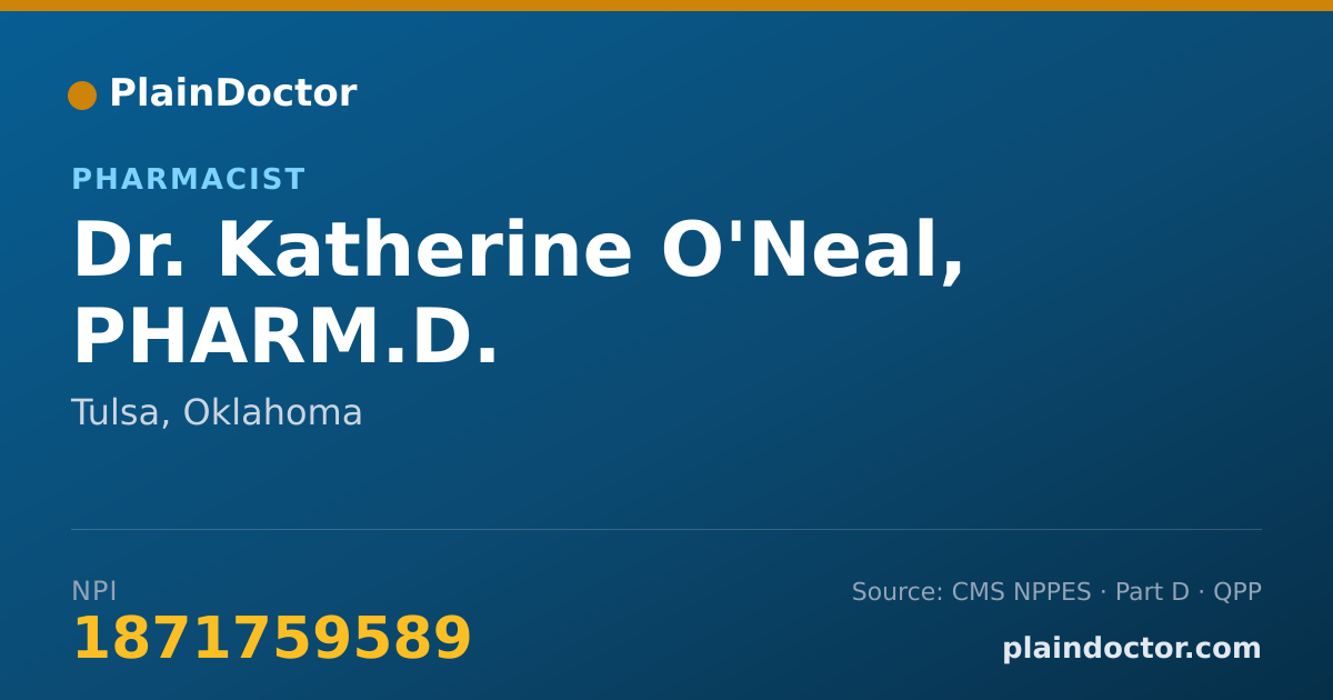 Shareable card for Katherine O'Neal, PHARM.D. - Pharmacist, Tulsa, OK