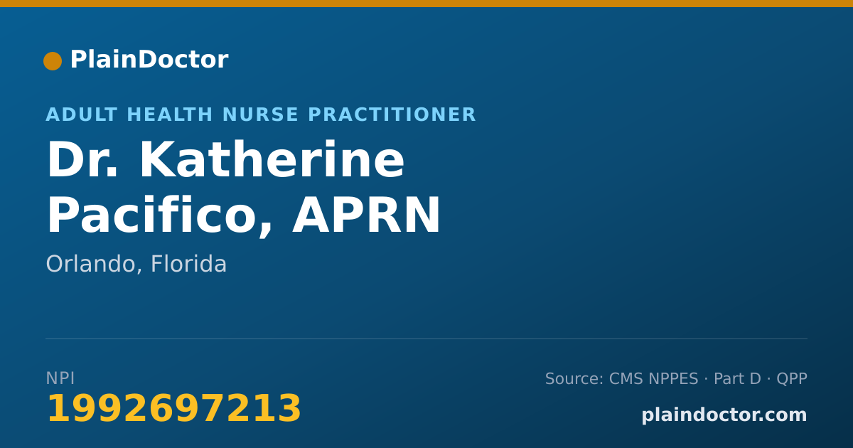 Shareable card for Katherine Pacifico, APRN - Adult Health Nurse Practitioner, Orlando, FL