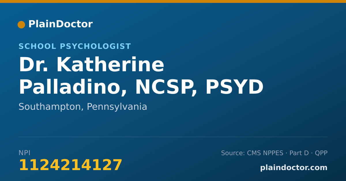 Shareable card for Katherine Palladino, NCSP, PSYD - School Psychologist, Southampton, PA
