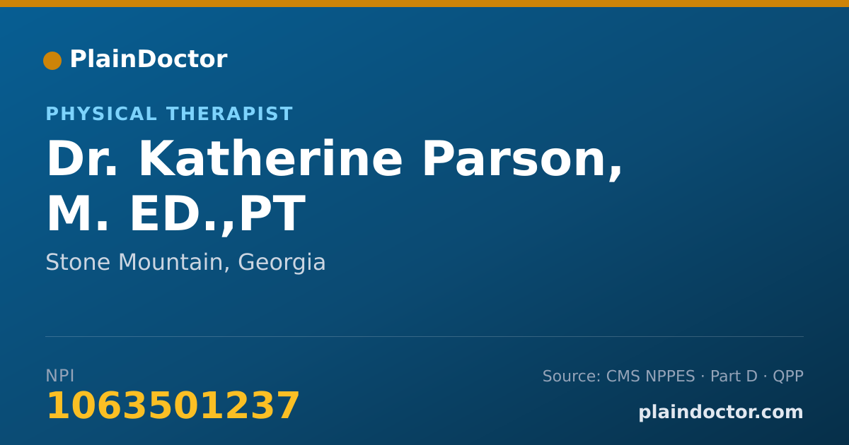 Shareable card for Katherine Parson, M. ED.,PT - Physical Therapist, Stone Mountain, GA