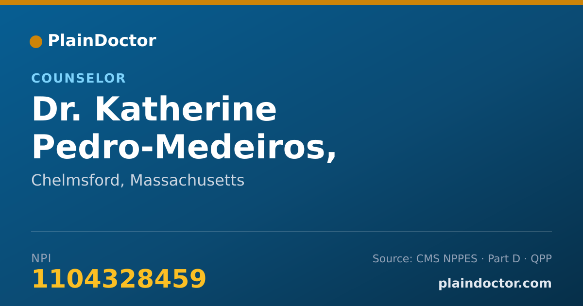 Shareable card for Katherine Pedro-Medeiros, BA,LSWA - Counselor, Chelmsford, MA