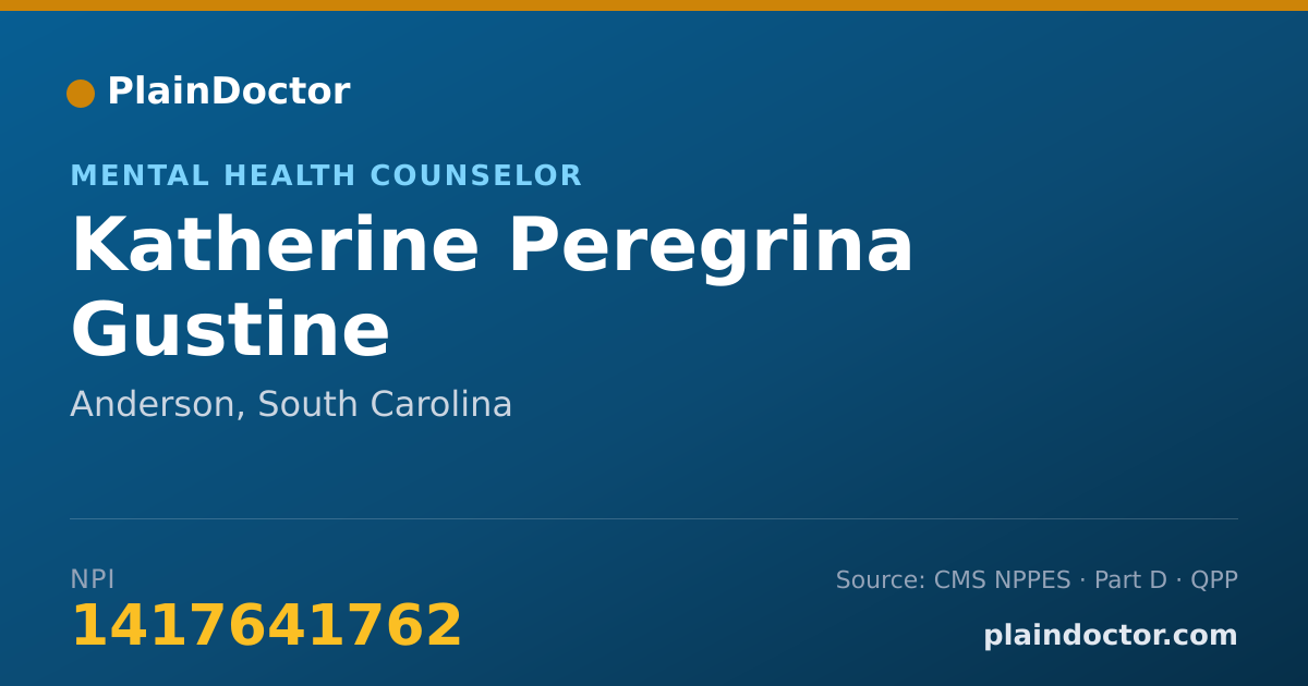 Shareable card for Katherine Peregrina Gustine - Mental Health Counselor, Anderson, SC