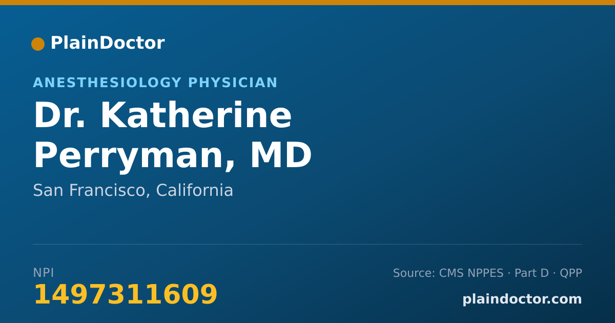 Shareable card for Katherine Perryman, MD - Anesthesiology Physician, San Francisco, CA