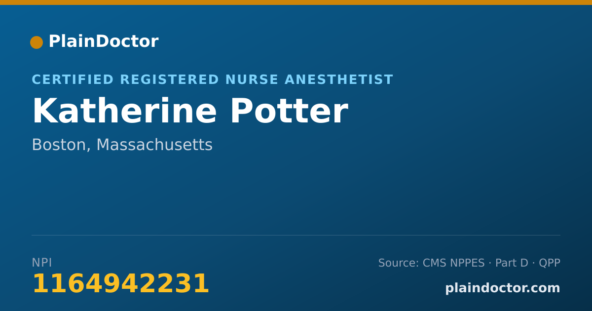 Shareable card for Katherine Potter - Certified Registered Nurse Anesthetist, Boston, MA