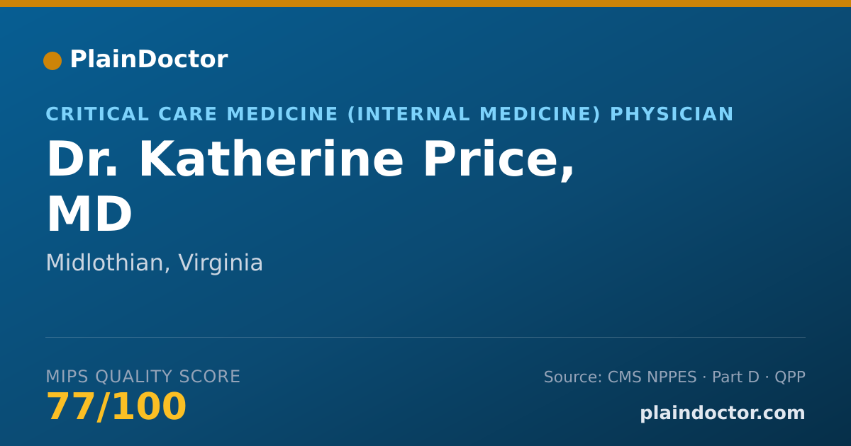 Shareable card for Katherine Price, MD - Critical Care Medicine (Internal Medicine) Physician, Midlothian, VA