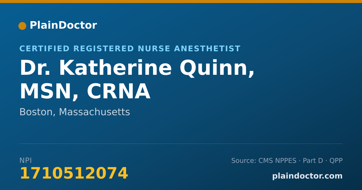 Shareable card for Katherine Quinn, MSN, CRNA - Certified Registered Nurse Anesthetist, Boston, MA