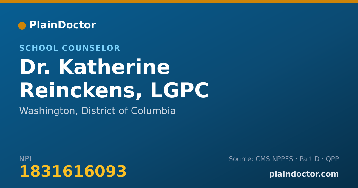 Shareable card for Katherine Reinckens, LGPC - School Counselor, Washington, DC