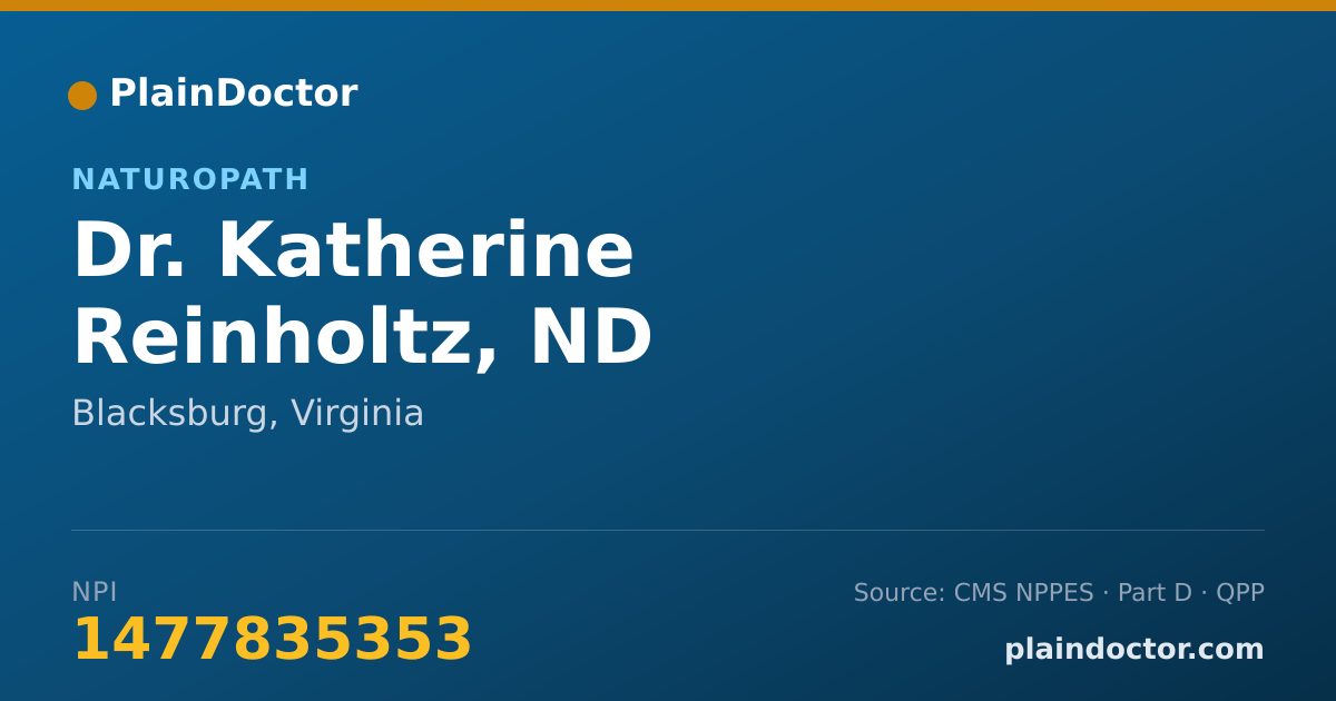 Shareable card for Katherine Reinholtz, ND - Naturopath, Blacksburg, VA