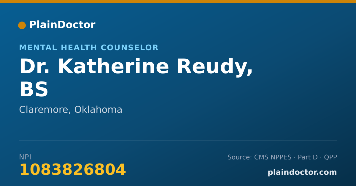 Shareable card for Katherine Reudy, BS - Mental Health Counselor, Claremore, OK