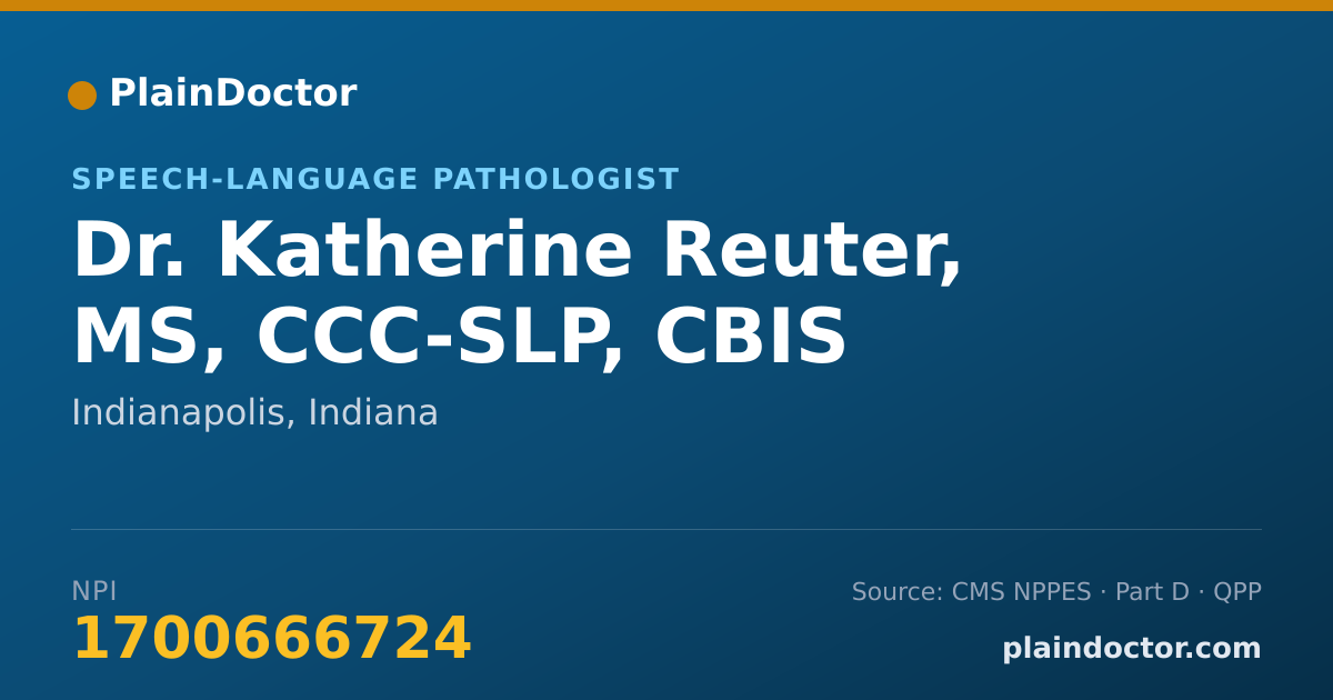 Shareable card for Katherine Reuter, MS, CCC-SLP, CBIS - Speech-Language Pathologist, Indianapolis, IN