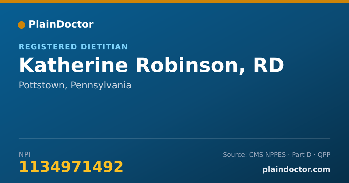 Shareable card for Katherine Robinson, RD - Registered Dietitian, Pottstown, PA