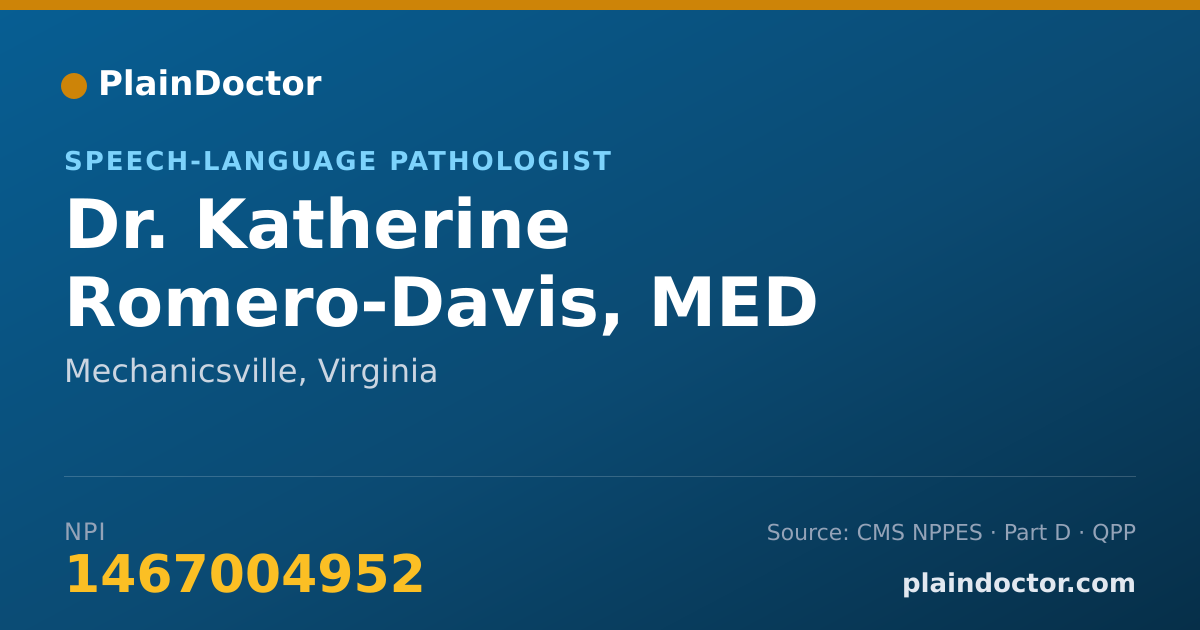 Shareable card for Katherine Romero-Davis, MED CCC-SLP - Speech-Language Pathologist, Mechanicsville, VA