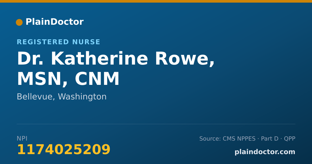 Shareable card for Katherine Rowe, MSN, CNM - Registered Nurse, Bellevue, WA