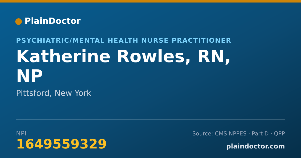 Shareable card for Katherine Rowles, RN, NP - Psychiatric/Mental Health Nurse Practitioner, Pittsford, NY
