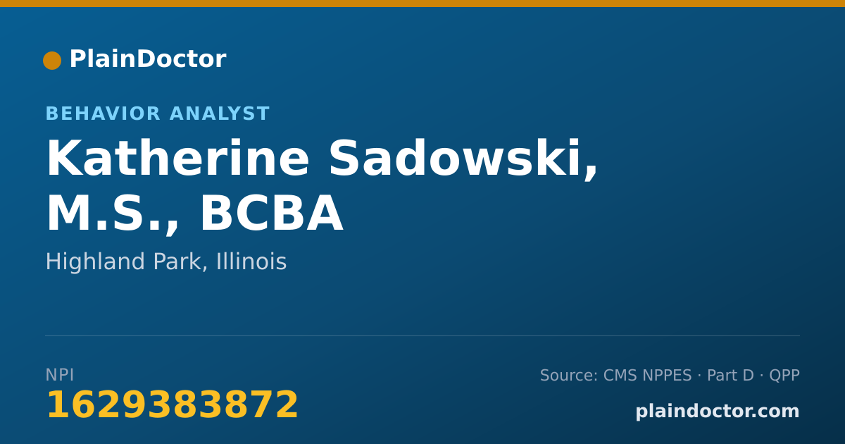 Shareable card for Katherine Sadowski, M.S., BCBA - Behavior Analyst, Highland Park, IL