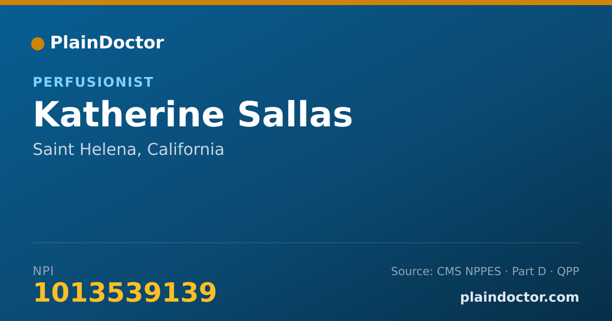 Shareable card for Katherine Sallas - Perfusionist, Saint Helena, CA