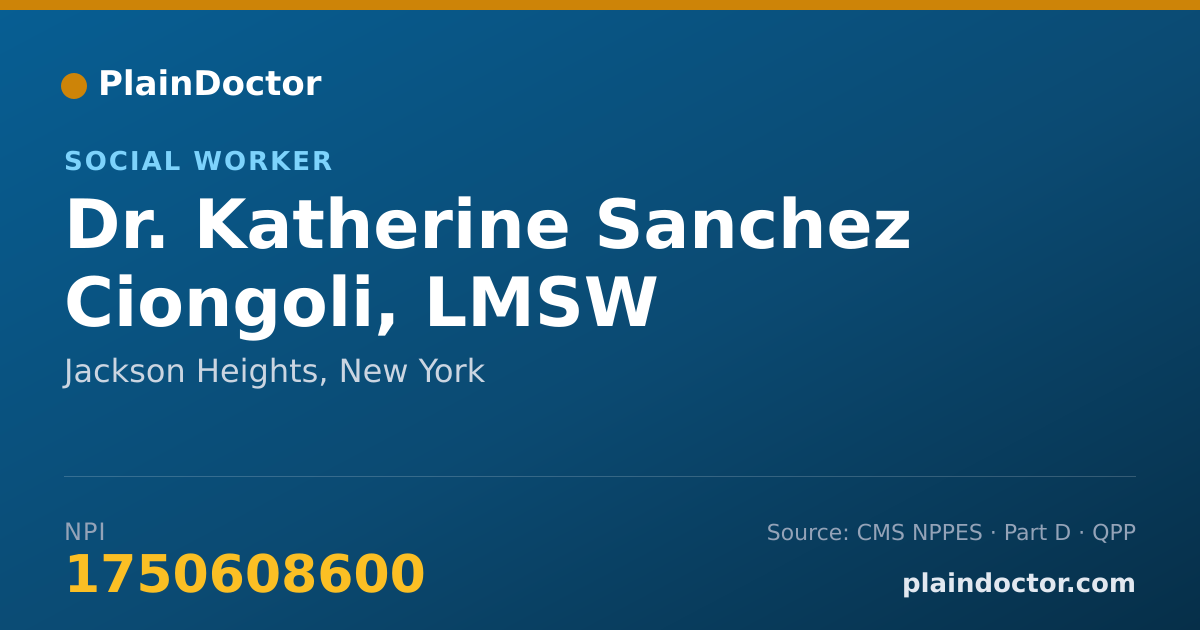 Shareable card for Katherine Sanchez Ciongoli, LMSW - Social Worker, Jackson Heights, NY