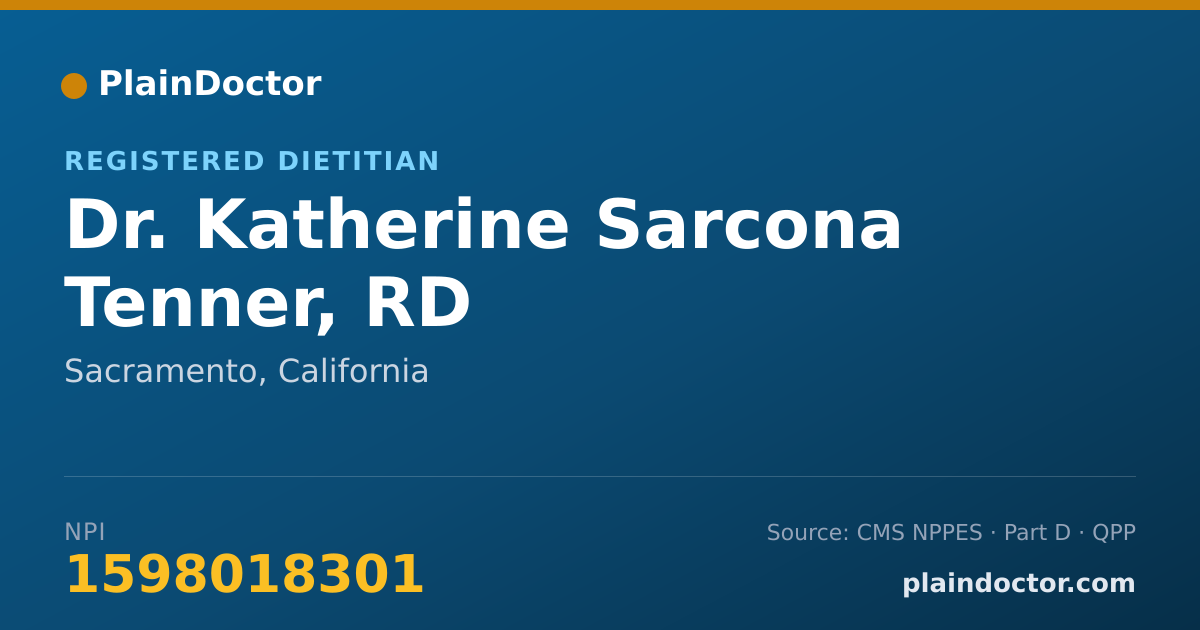Shareable card for Katherine Sarcona Tenner, RD - Registered Dietitian, Sacramento, CA