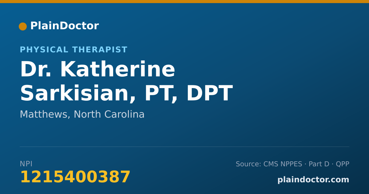 Shareable card for Katherine Sarkisian, PT, DPT - Physical Therapist, Matthews, NC