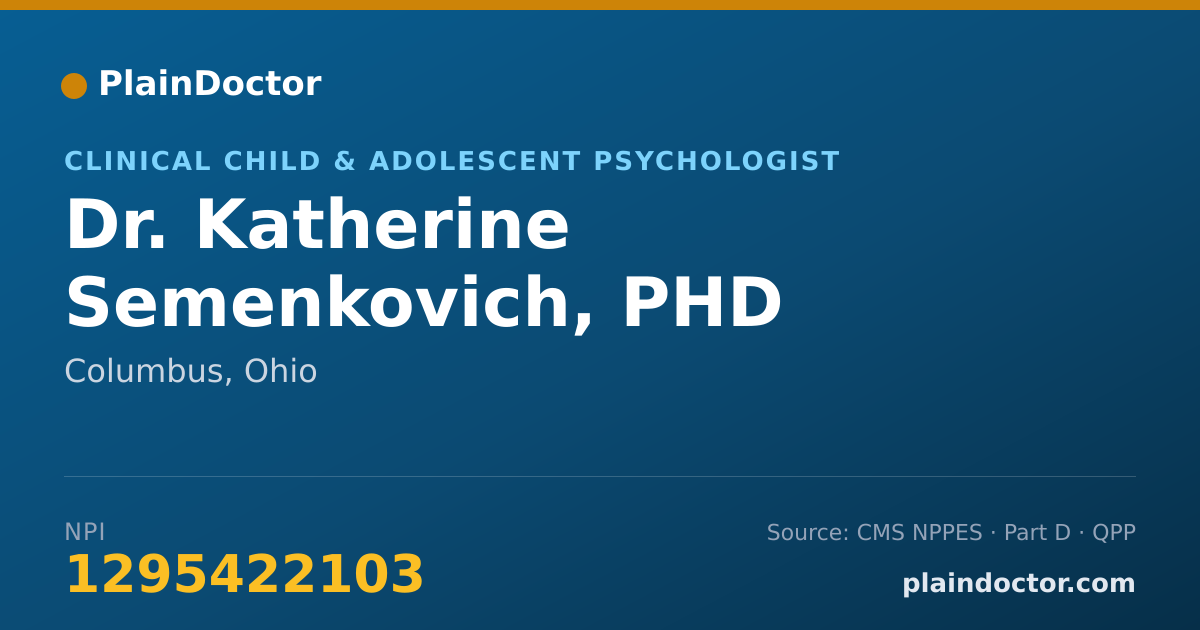 Shareable card for Katherine Semenkovich, PHD - Clinical Child & Adolescent Psychologist, Columbus, OH