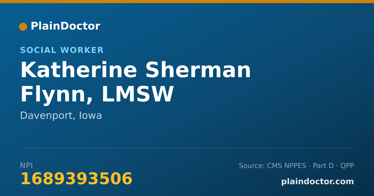 Shareable card for Katherine Sherman Flynn, LMSW - Social Worker, Davenport, IA