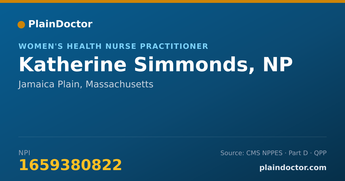 Shareable card for Katherine Simmonds, NP - Women's Health Nurse Practitioner, Jamaica Plain, MA