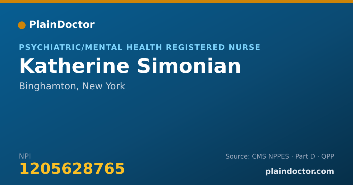 Shareable card for Katherine Simonian - Psychiatric/Mental Health Registered Nurse, Binghamton, NY