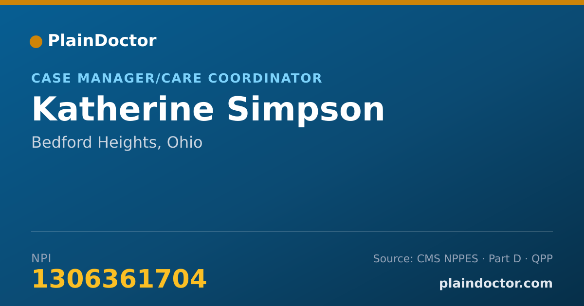 Shareable card for Katherine Simpson - Case Manager/Care Coordinator, Bedford Heights, OH