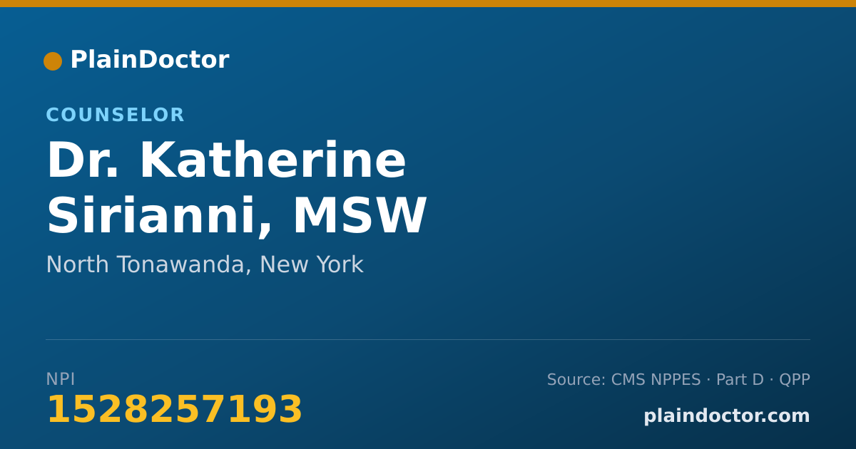 Shareable card for Katherine Sirianni, MSW - Counselor, North Tonawanda, NY