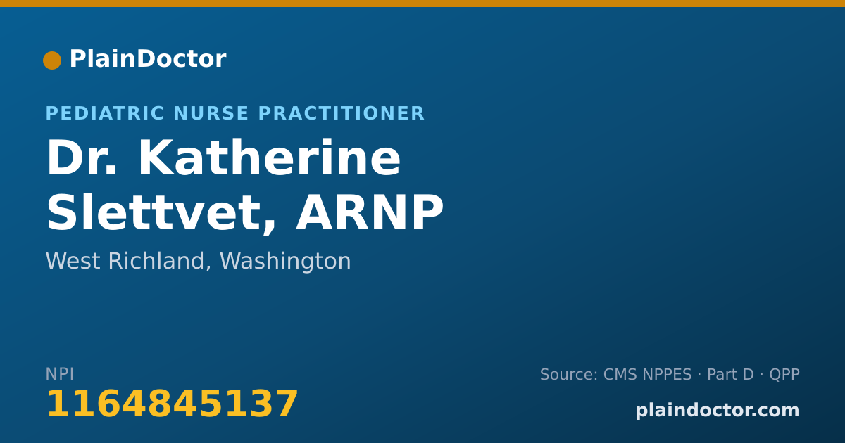 Shareable card for Katherine Slettvet, ARNP - Pediatric Nurse Practitioner, West Richland, WA