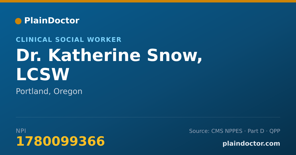 Shareable card for Katherine Snow, LCSW - Clinical Social Worker, Portland, OR