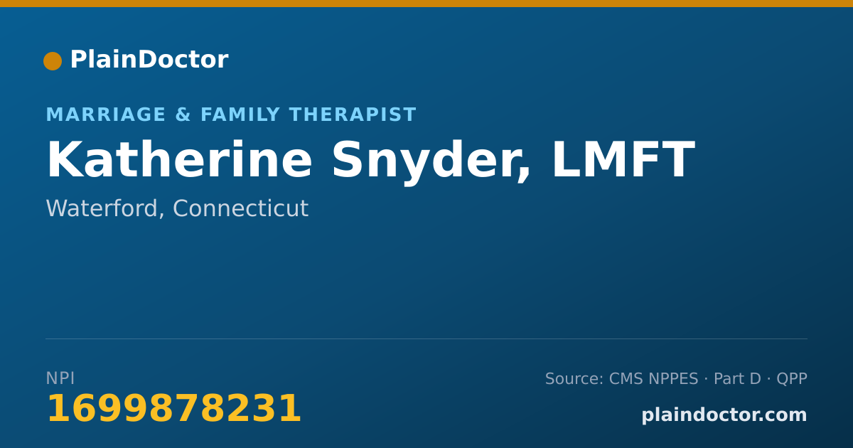Shareable card for Katherine Snyder, LMFT - Marriage & Family Therapist, Waterford, CT