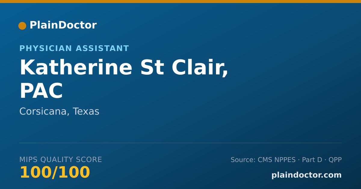 Shareable card for Katherine St Clair, PAC - Physician Assistant, Corsicana, TX