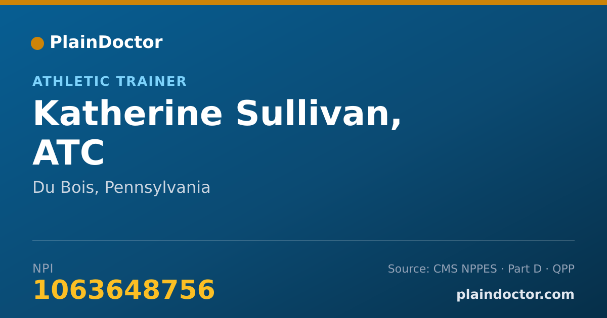 Shareable card for Katherine Sullivan, ATC - Athletic Trainer, Du Bois, PA