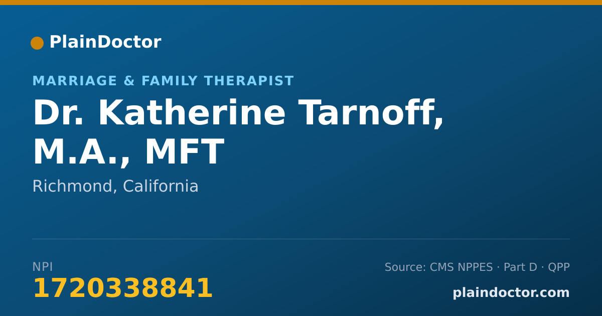Shareable card for Katherine Tarnoff, M.A., MFT - Marriage & Family Therapist, Richmond, CA