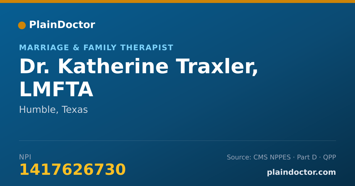 Shareable card for Katherine Traxler, LMFTA - Marriage & Family Therapist, Humble, TX