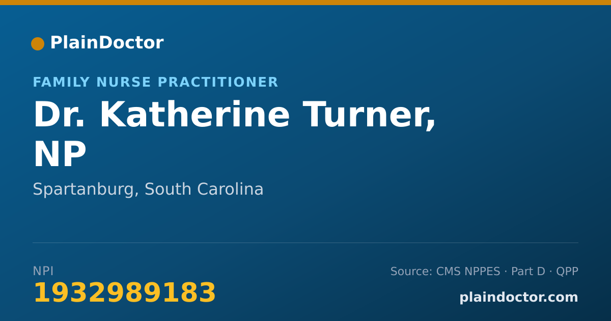 Shareable card for Katherine Turner, NP - Family Nurse Practitioner, Spartanburg, SC