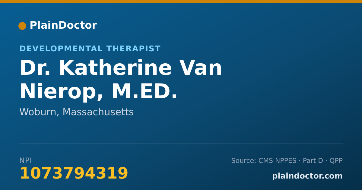Shareable card for Katherine Van Nierop, M.ED. - Developmental Therapist, Woburn, MA