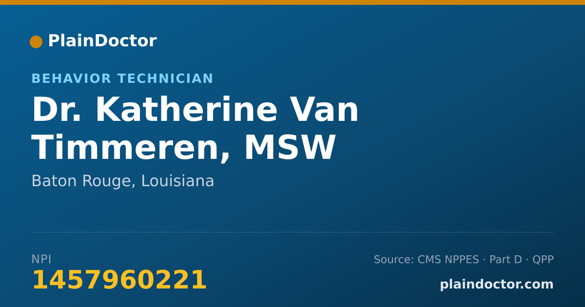 Shareable card for Katherine Van Timmeren, MSW - Behavior Technician, Baton Rouge, LA
