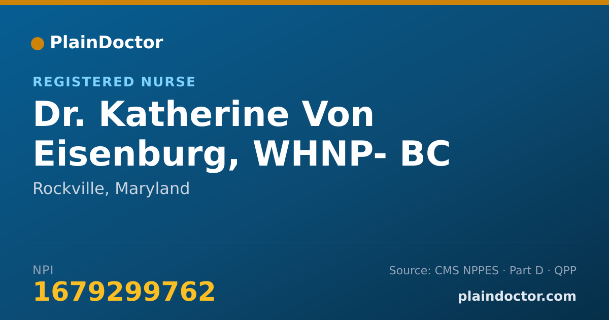 Shareable card for Katherine Von Eisenburg, WHNP- BC - Registered Nurse, Rockville, MD