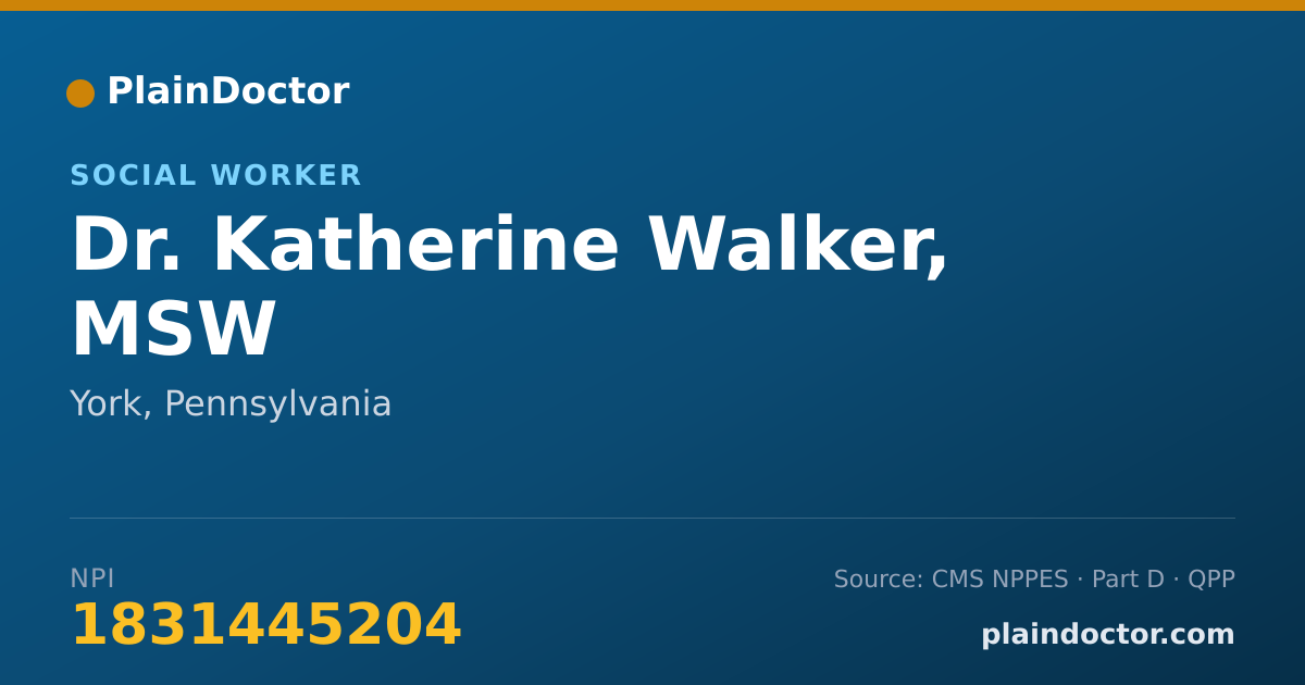 Shareable card for Katherine Walker, MSW - Social Worker, York, PA