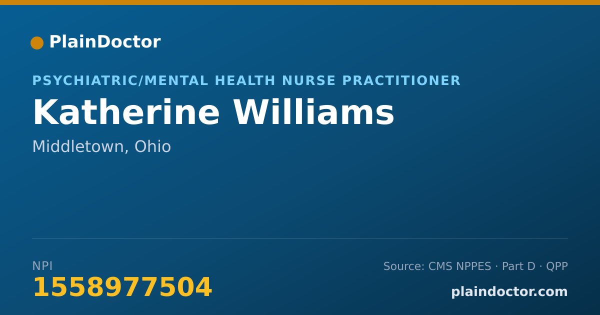 Shareable card for Katherine Williams - Psychiatric/Mental Health Nurse Practitioner, Middletown, OH