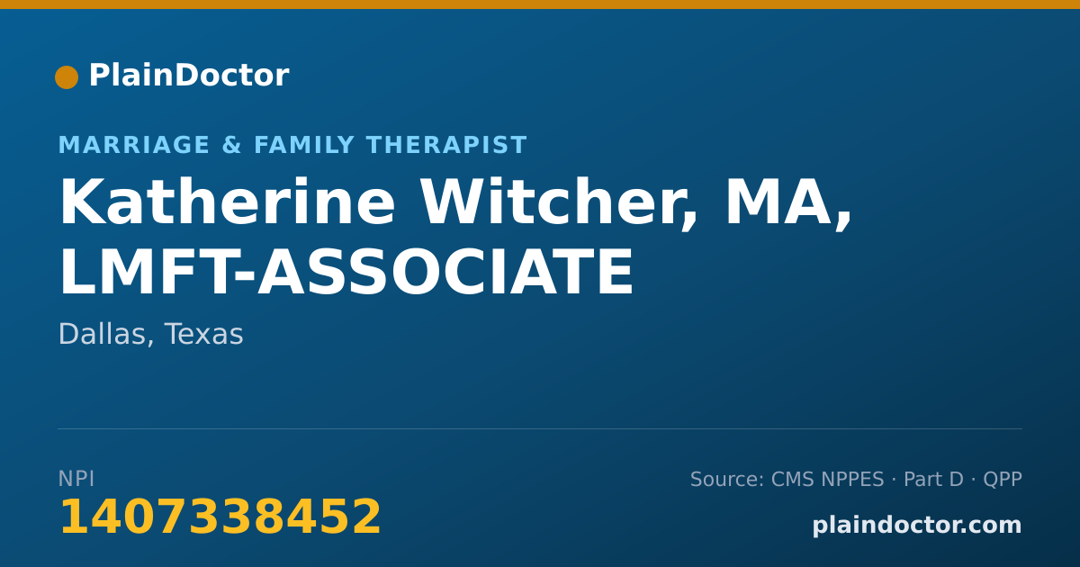 Shareable card for Katherine Witcher, MA, LMFT-ASSOCIATE - Marriage & Family Therapist, Dallas, TX