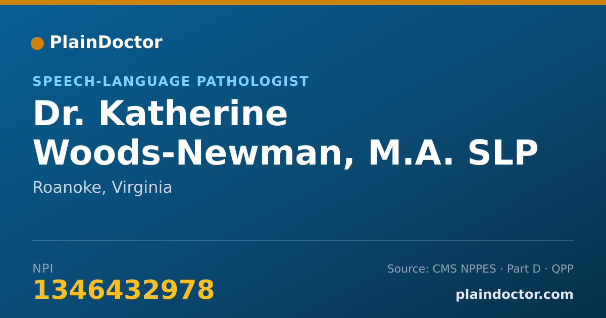 Shareable card for Katherine Woods-Newman, M.A. SLP - Speech-Language Pathologist, Roanoke, VA
