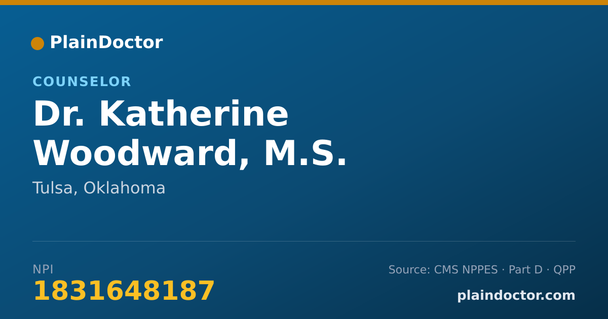 Shareable card for Katherine Woodward, M.S. - Counselor, Tulsa, OK