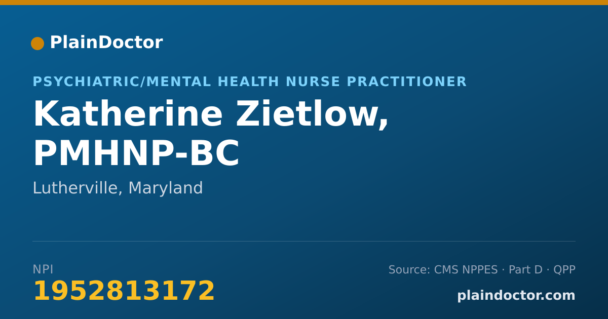 Shareable card for Katherine Zietlow, PMHNP-BC - Psychiatric/Mental Health Nurse Practitioner, Lutherville, MD