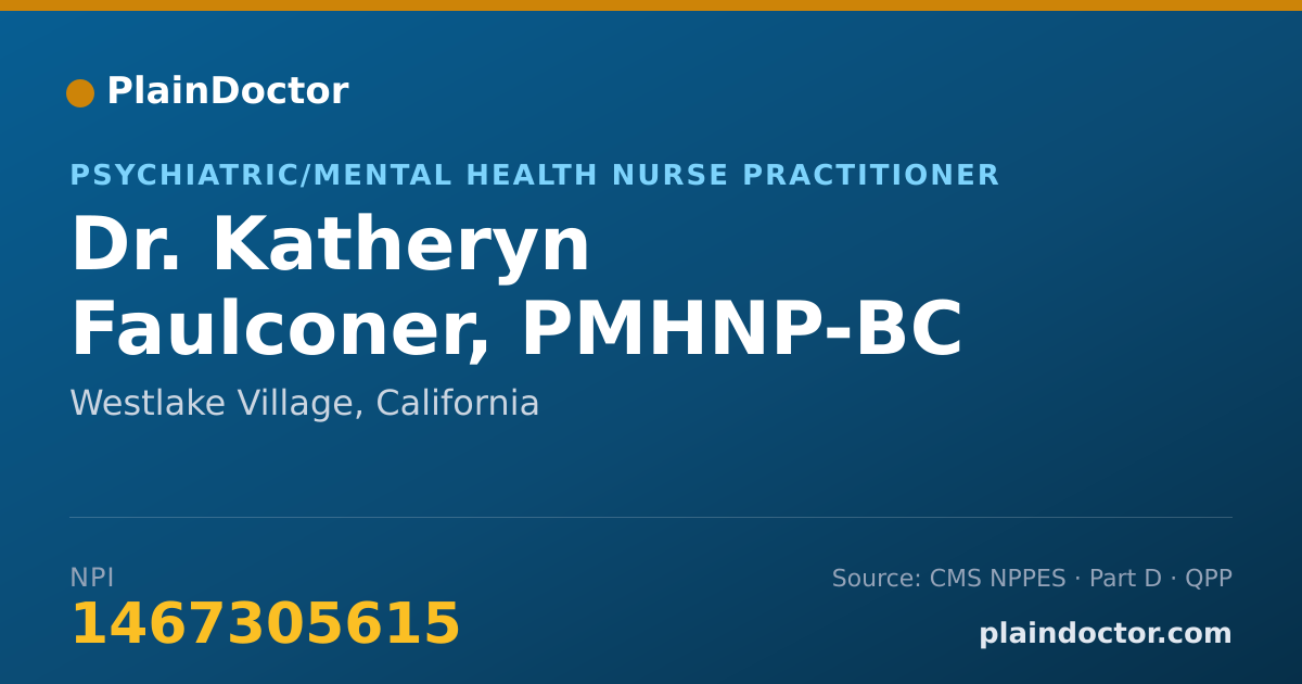 Shareable card for Katheryn Faulconer, PMHNP-BC - Psychiatric/Mental Health Nurse Practitioner, Westlake Village, CA