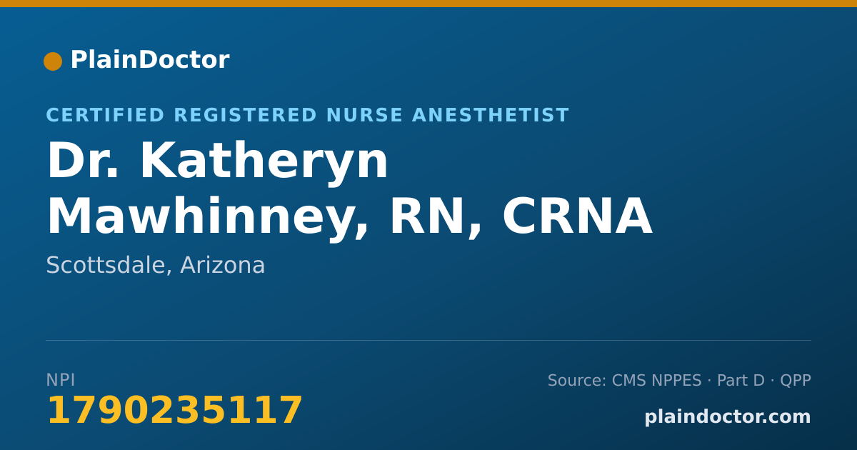 Shareable card for Katheryn Mawhinney, RN, CRNA - Certified Registered Nurse Anesthetist, Scottsdale, AZ