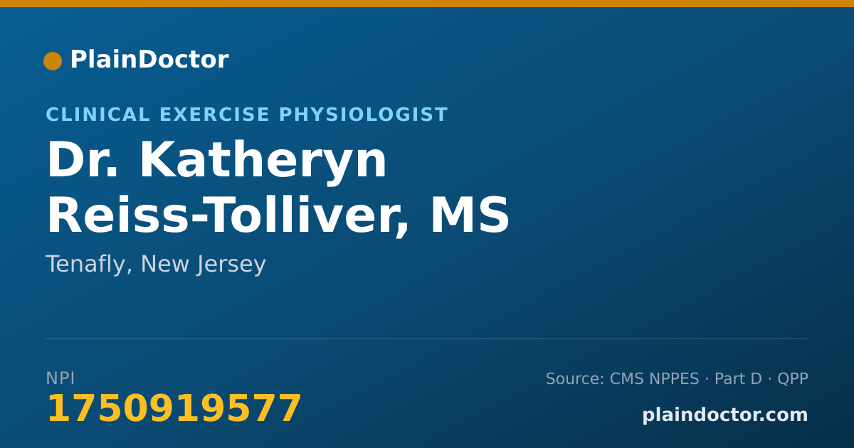Shareable card for Katheryn Reiss-Tolliver, MS - Clinical Exercise Physiologist, Tenafly, NJ